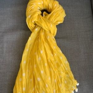 Yellow with white polka dot scarf